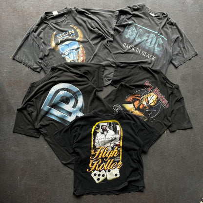 BLACK GRAPHIC T-SHIRT VINTAGE BOX - 5 PIECE - The Vintage Box Company