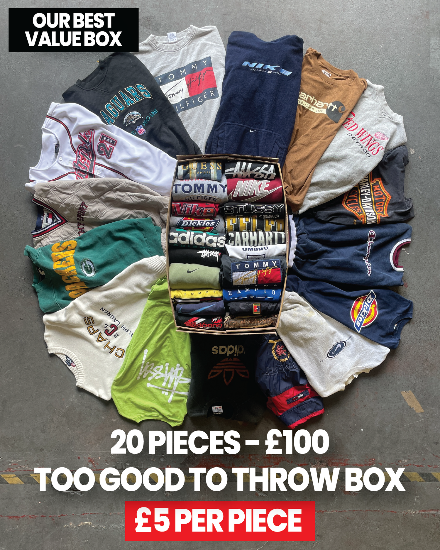 Collection of branded Too Good to Go Stock with promotional text on a grey background